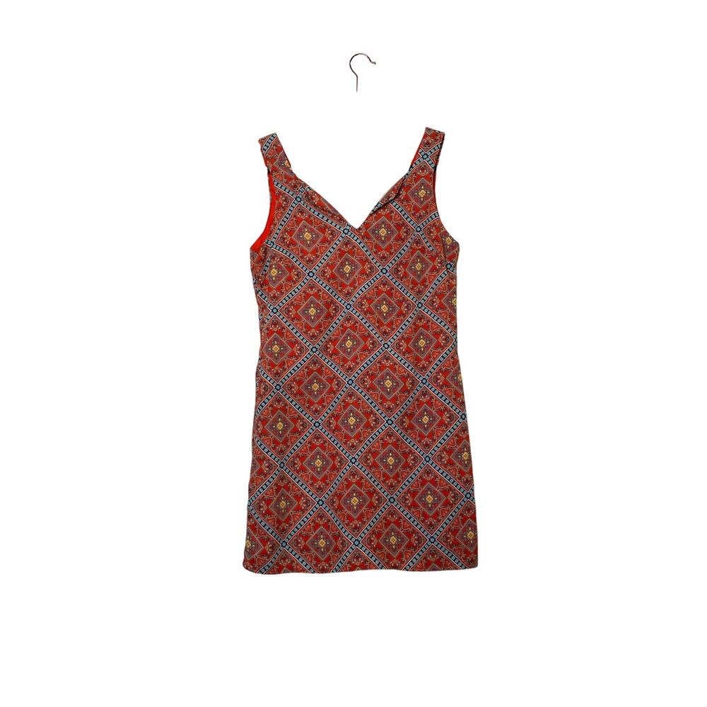 Dina Be mini dress Turquoise Orange size small v neck sleeveless - Picture 9 of 10